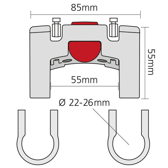 Support Guidon, Support guidon standard – pour cintres Ø 22–26 mm
