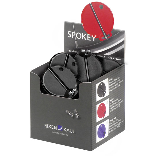 SPOKEY 3,40 mm / Ø 2,1 mm, spoke nipple wrench black, with a precise insert for bigger nipples, 25pcs