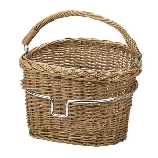 Weidenkorb Mini, kleiner geflochtener Lenkerkorb mit Stahlbügel für Lenkeradapter, Naturweide